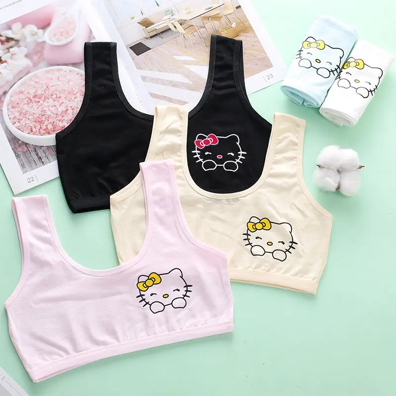 

Girl Anime Hello Kitty Cartoon Underwear Development Stage Primary School Students Cute Anti Protrusion Point Pure Cotton Sling