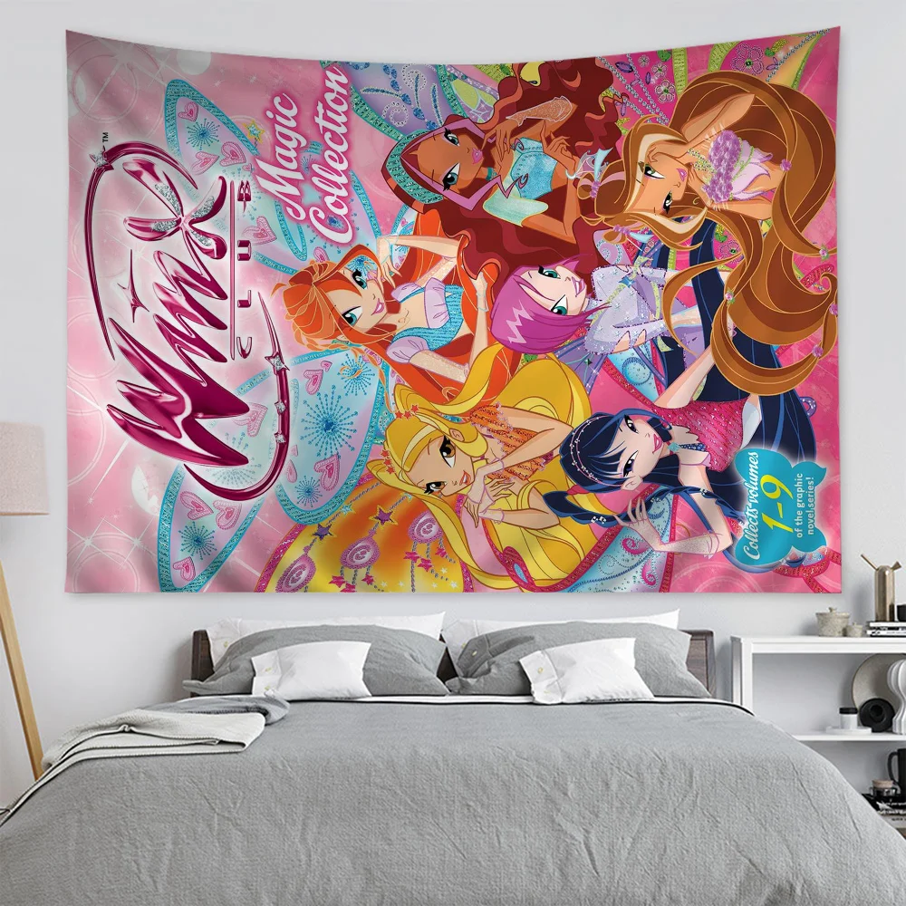 Девушка мультфильм W-Winx висящий богемный гобелен настенный Мандала дешевый хиппи