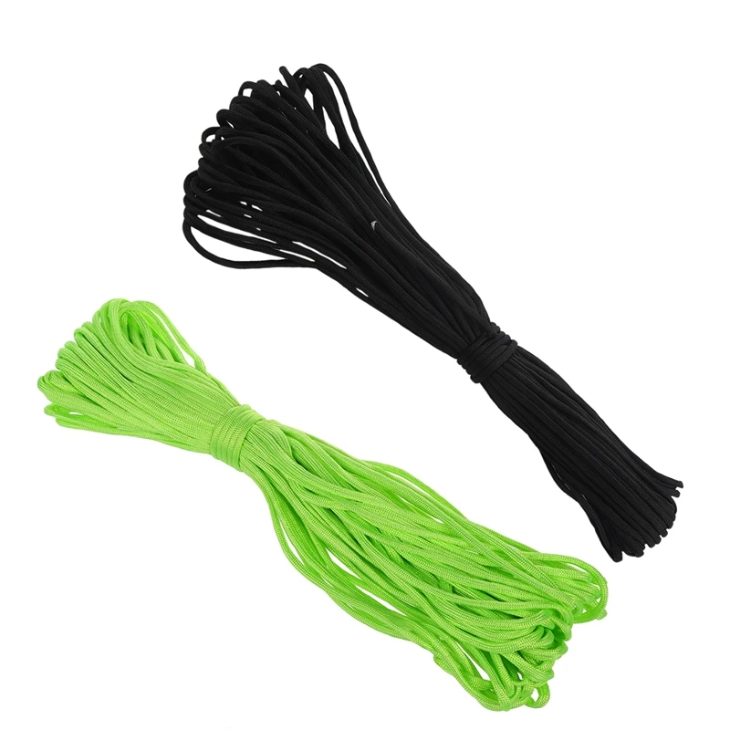 

2 Pcs Parachute Cord 100 Ft 550 Paracord 7 Strand Survival Cord Parachute Rope Lanyard - Black & Neon Green