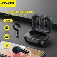 awei t36 tws wireless earphone bluetooth compatible 5 0 mini earbuds with microphone in ear headset touch contral handsfree