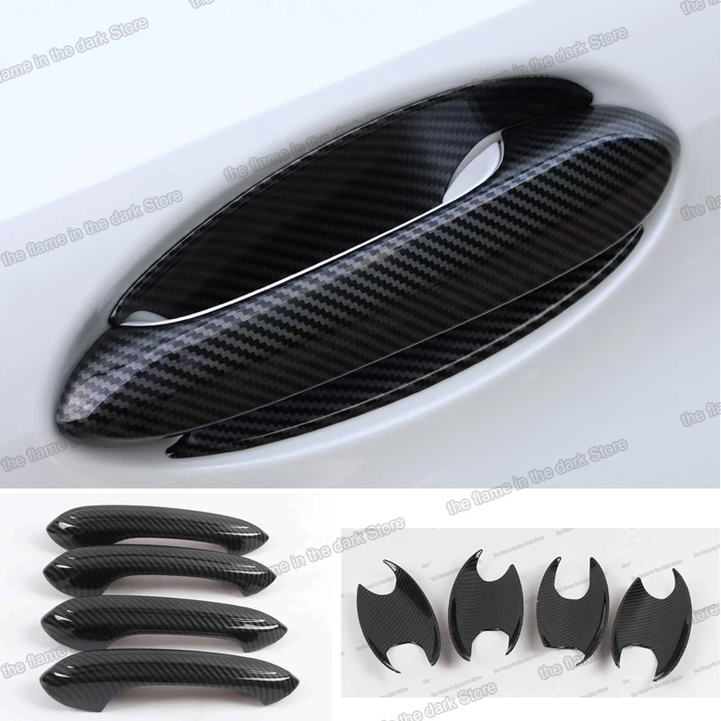 

carbon fiber car door handle bowl trims for bmw x3 x4 x5 x6 x7 g05 g06 g01 g07 g02 3 4 5 6 g20 series g26 g30 g32 accessories