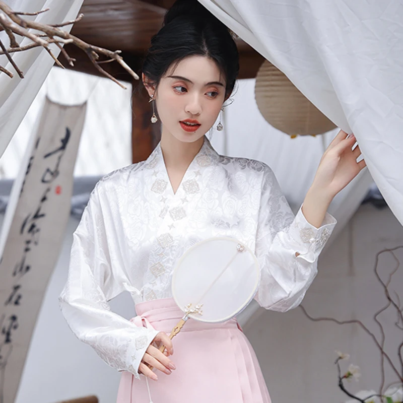 Vest Skirt with Top Long sleeve Autumn Ancient Sle Aircraft Sleeve Hand in Collar Hanfu Shirts New Chinese National S...