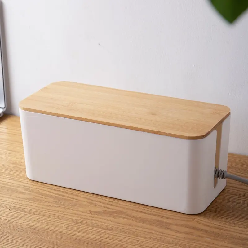 

Dustproof High Quality Imitation Teak Cover Cable Manager Computer Hub Plug in Storage