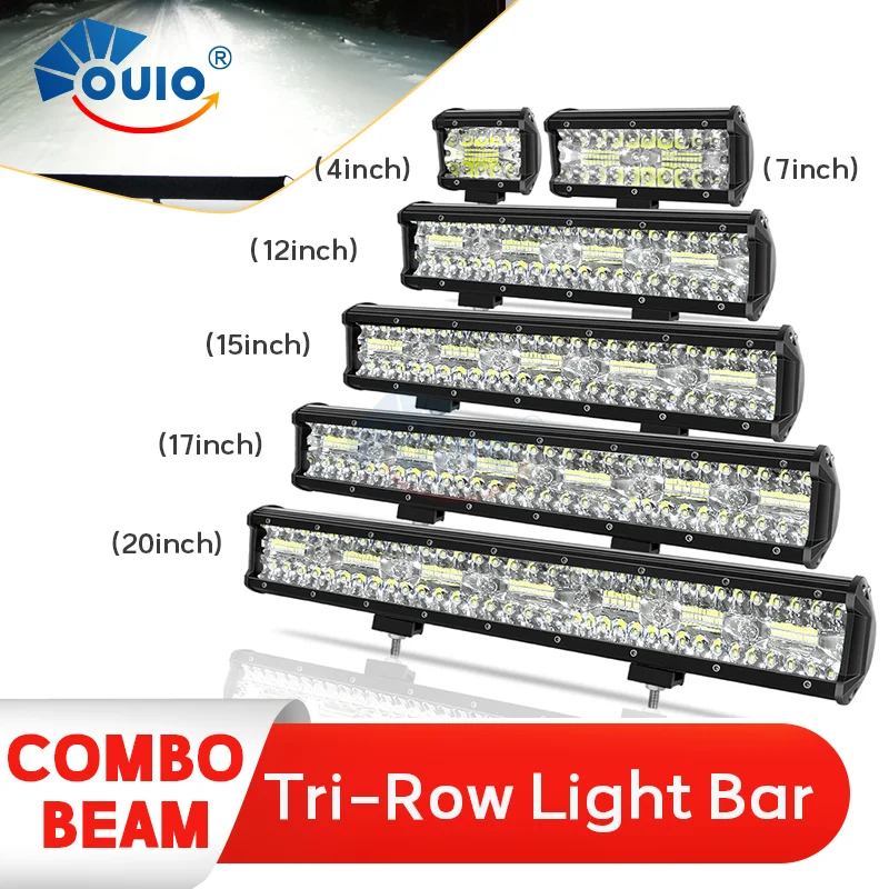 3Rows LED Panel LED Bar 4-20 Inch LED Light Barrre LED Work Light Combo Beam for Car Tractor Boat OffRoad 4x4 Truck SUV ATV 12V