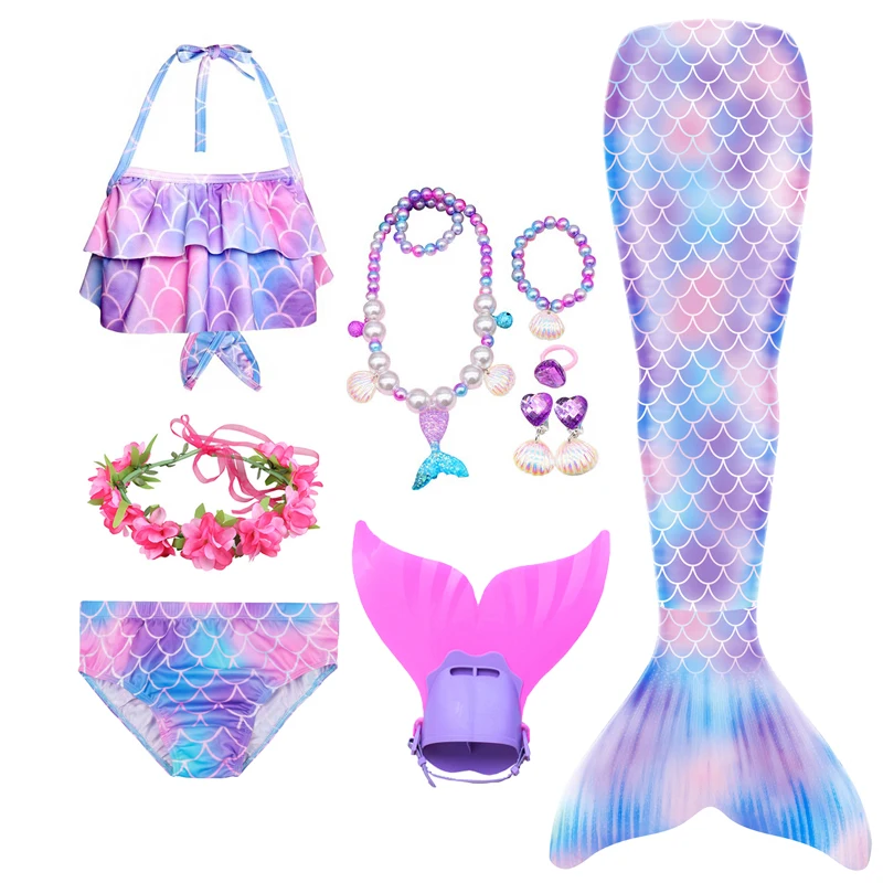 Купальник с хвостом Русалочки для девочек купальный костюм маленькой русалочкой
