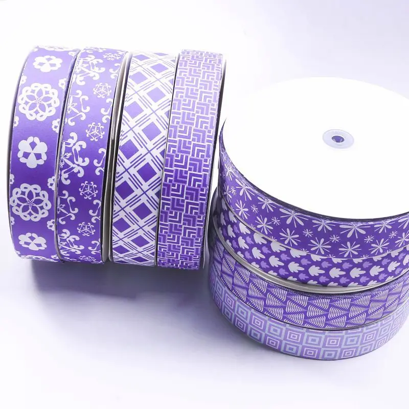 Double-sided Color-blocking Labyrinth Lattice Pattern Square Printing Ribbon DIY Hat Hair Accessories Bow Packaging