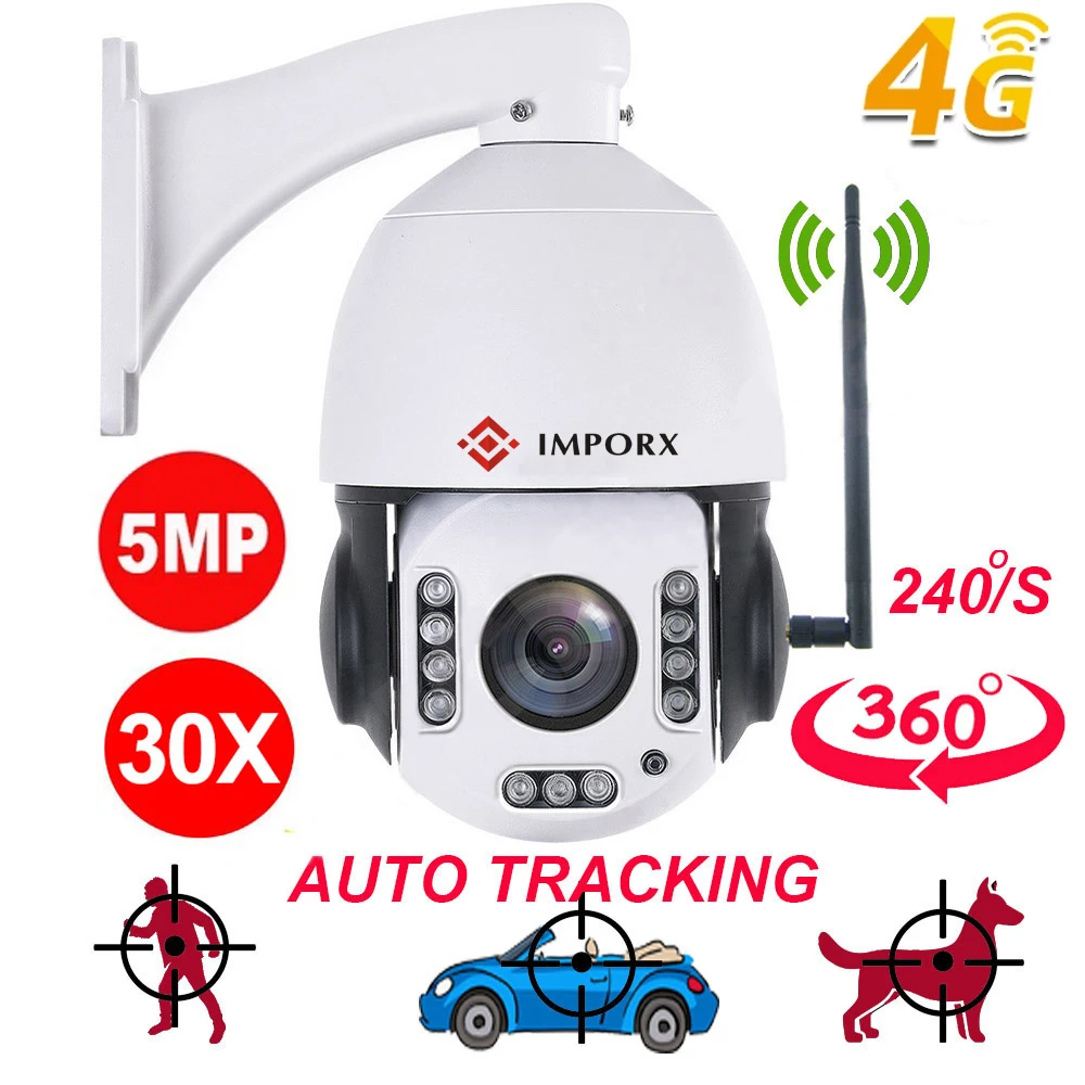 

5MP Wireless 3G 4G SIM Card Security Camera 1944P HD 30X Optical Zoom PTZ IP Camera Outdoor Home Wifi CCTV Surveillance Camera