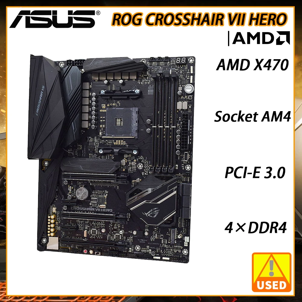 

ASUS ROG CROSSHAIR VII HERO AM4 Motherboard DDR4 Ryzen 9 3900 5900 Cpus AMD X470 DDR4 64GB PCI-E 3.0 M.2 USB3.1 ATX Motherboard