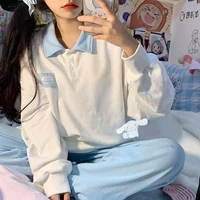 sanrio cinnamoroll hoodie sanrio kuromi polo shirt summer cute soft girl ins casual sweater loose all match student top
