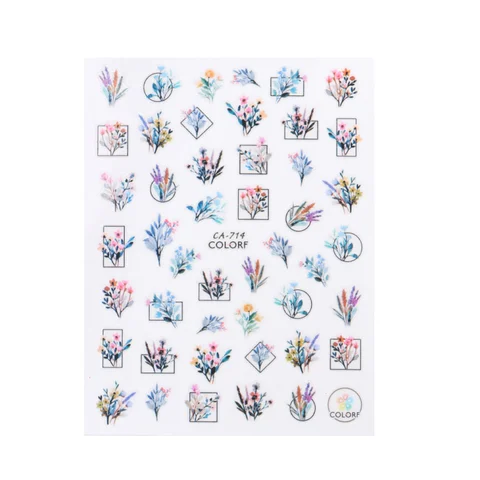 Květiny v rámečku 3D samolepky na nehty Art Decoration Letter Geometry Lacquer Sliders Strips Pping Decal Accessories Manikúra laca714