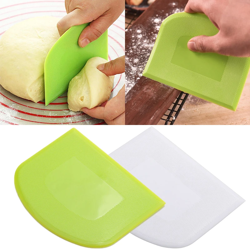 

2Pcs Plastic Dough Scraper Cream Smooth Cake Spatula Baking Pastry Tools Kitchen Butter Knife Dough Cutter Baking Pastry Tools