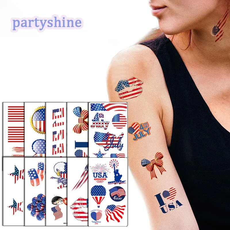 

4th Of July Tattoo Stickers Independence Day Decorations Patriotic Supplies For The Memorial Veterans Day USA Decorations