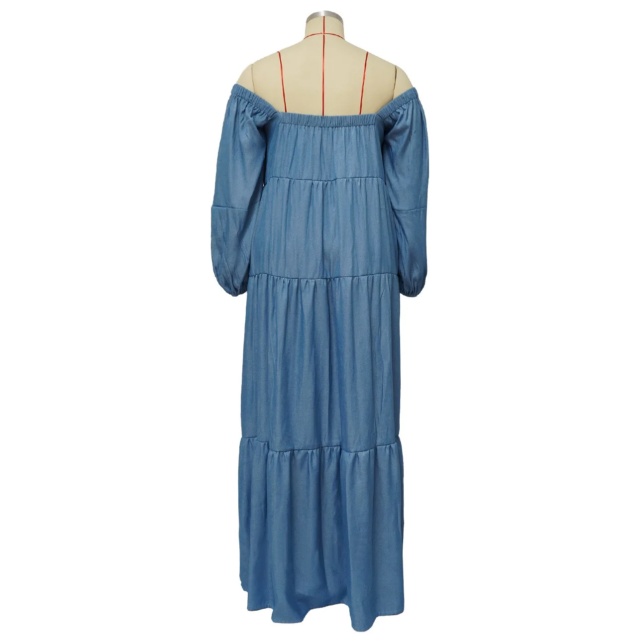Plus Size Jeans Dresse for Women Off the Shoulder Full Sleeve Loose Floor Length Elegant Evening Night Party Vestidos Mujer Big