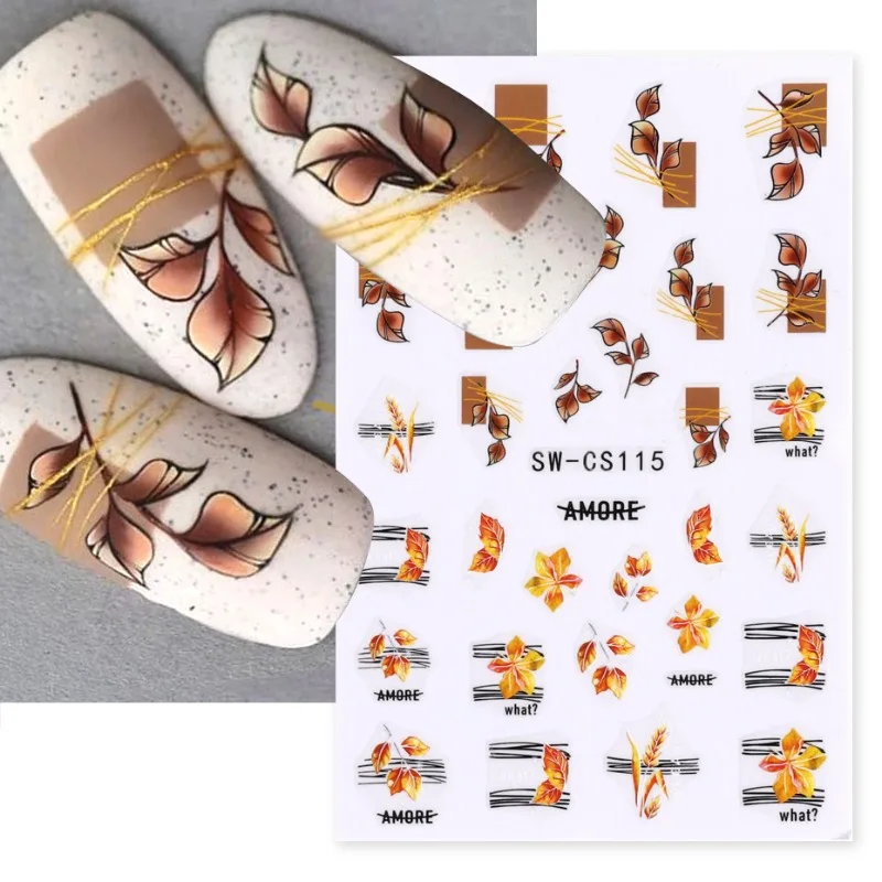 Harunouta Gold Leaf 3D наклейки для ногтей весенний дизайн клейкие тенденции листья цветы