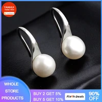 new unique real 925 silver needle earrings for women high quality freshwater pearl earrings female wedding allergy free jewelry