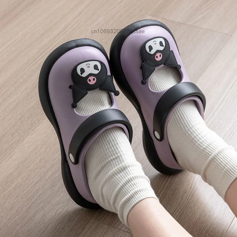 Сандалии Sanrio унисекс повседневные Нескользящие шлепанцы с толстой подошвой Kuromi