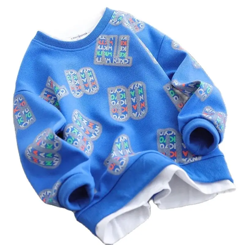 

2022 Детский свитер длинная футболка с длинными рукавами и принтом героев мультфильмов серая хлопковая одежда с круглым вырезом для маленьки...