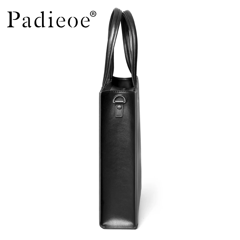PADIEOE Leather Men's Handbag Vertical Top Cow Leather Men's Bag Business Work Bag Men's Briefcase