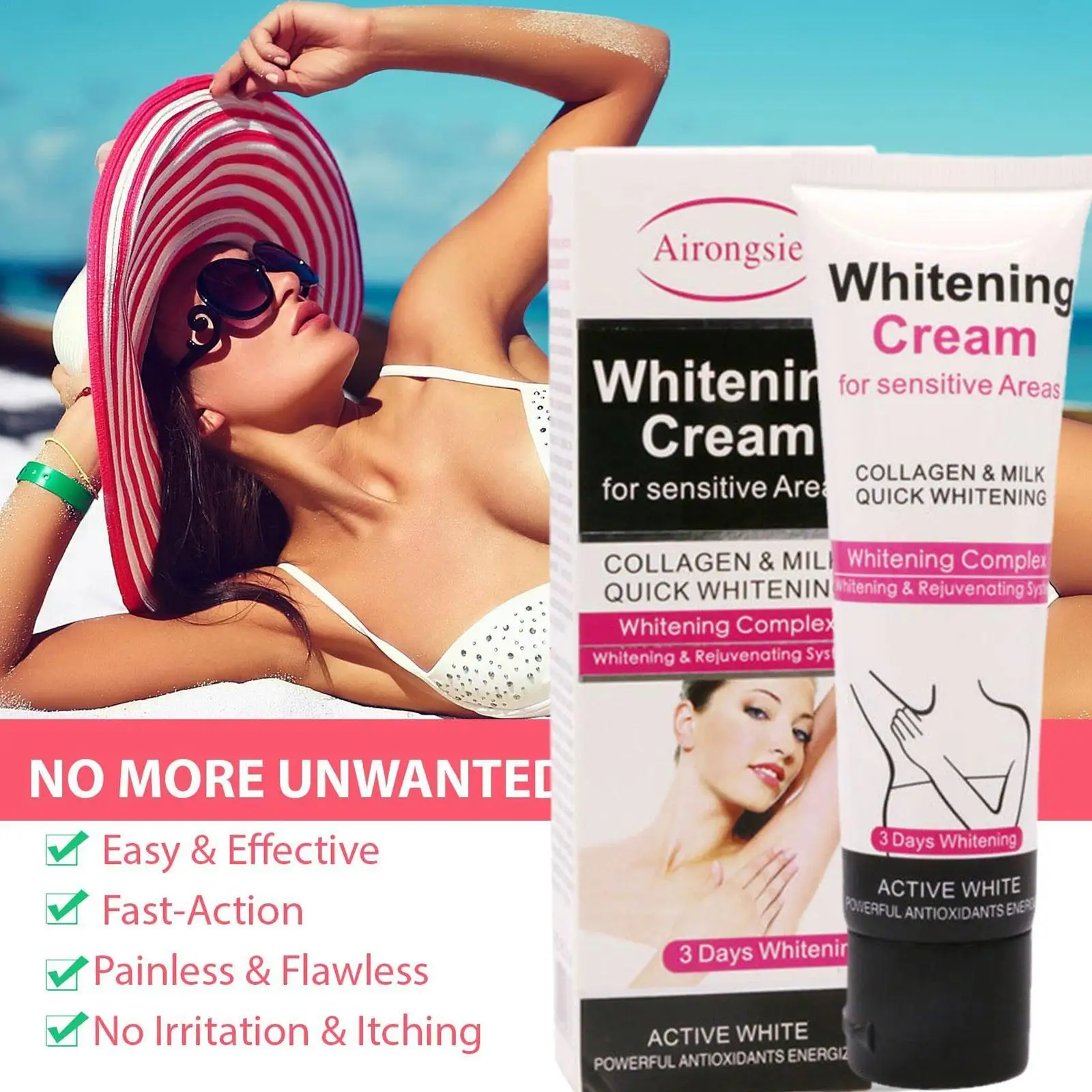 

Отбеливающий крем для подмышки 3Days, Осветляющий отбеливающий крем для подмышек, темной кожи, ног, колен, отбеливающий интимный крем для тела ...