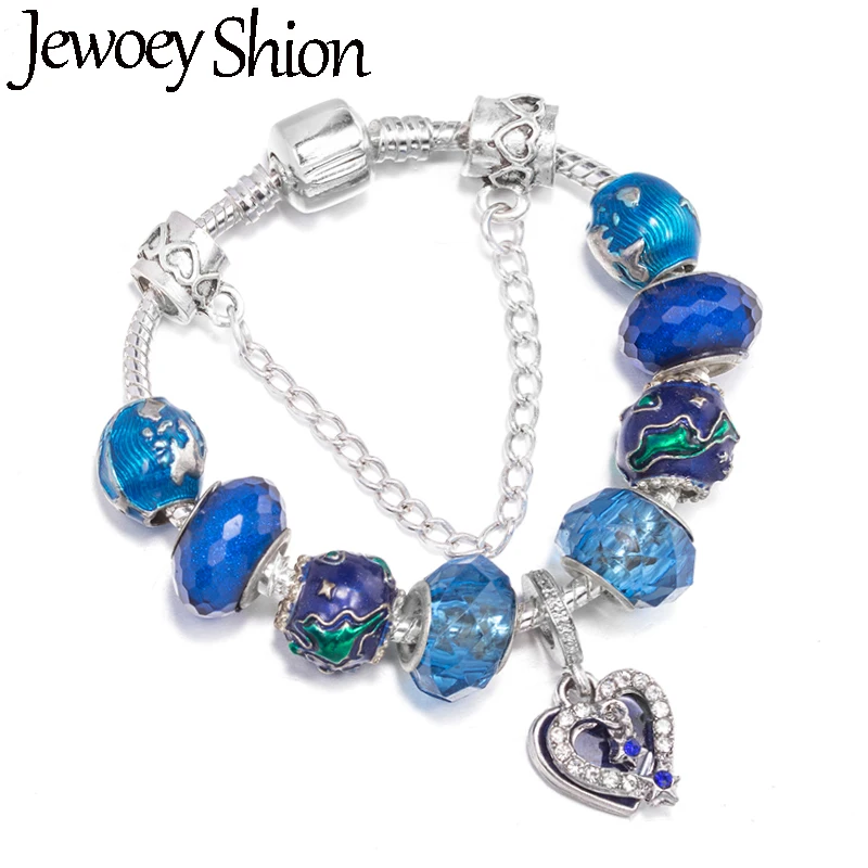 Цепочка с бусинами в виде синей земли со звездами подвески сделай сам брендовый