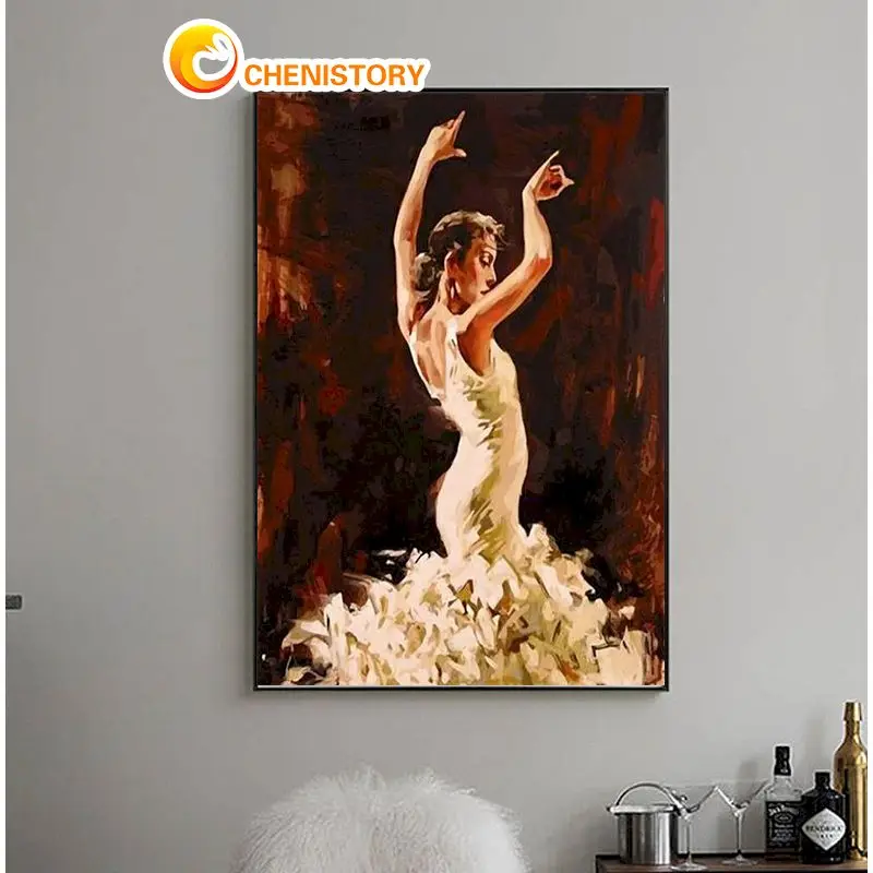 

CHENISTORY Oil Painting By Numbers Dancer Drawing On Canvas Pictures By Numbers Artistic Painting For Adults