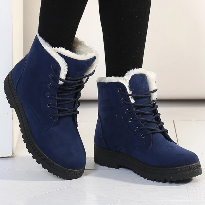 

Зимние женские Ботинки Martin толстые плюшевые теплые классические ботильоны для снега Нескользящие мягкие уличные лыжные замшевые кожаные п...