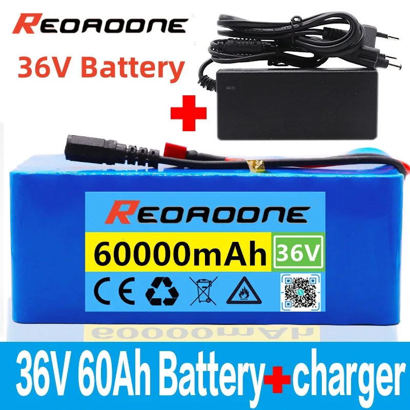 

2022 New10S4P 36V Battery 60Ah Battery Pack 1000W High Power Battery 42V 60000mAh 36v Electric Bike Battery BMS with 42v Charger