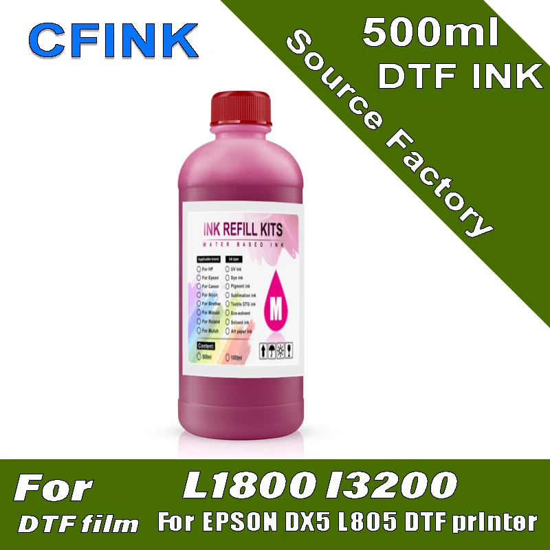 5 цветов x 500 мл чернила DTF для Epson L1800 L800 L805 DX5 DX7 I3200 I4720 I5113 переводной пленки