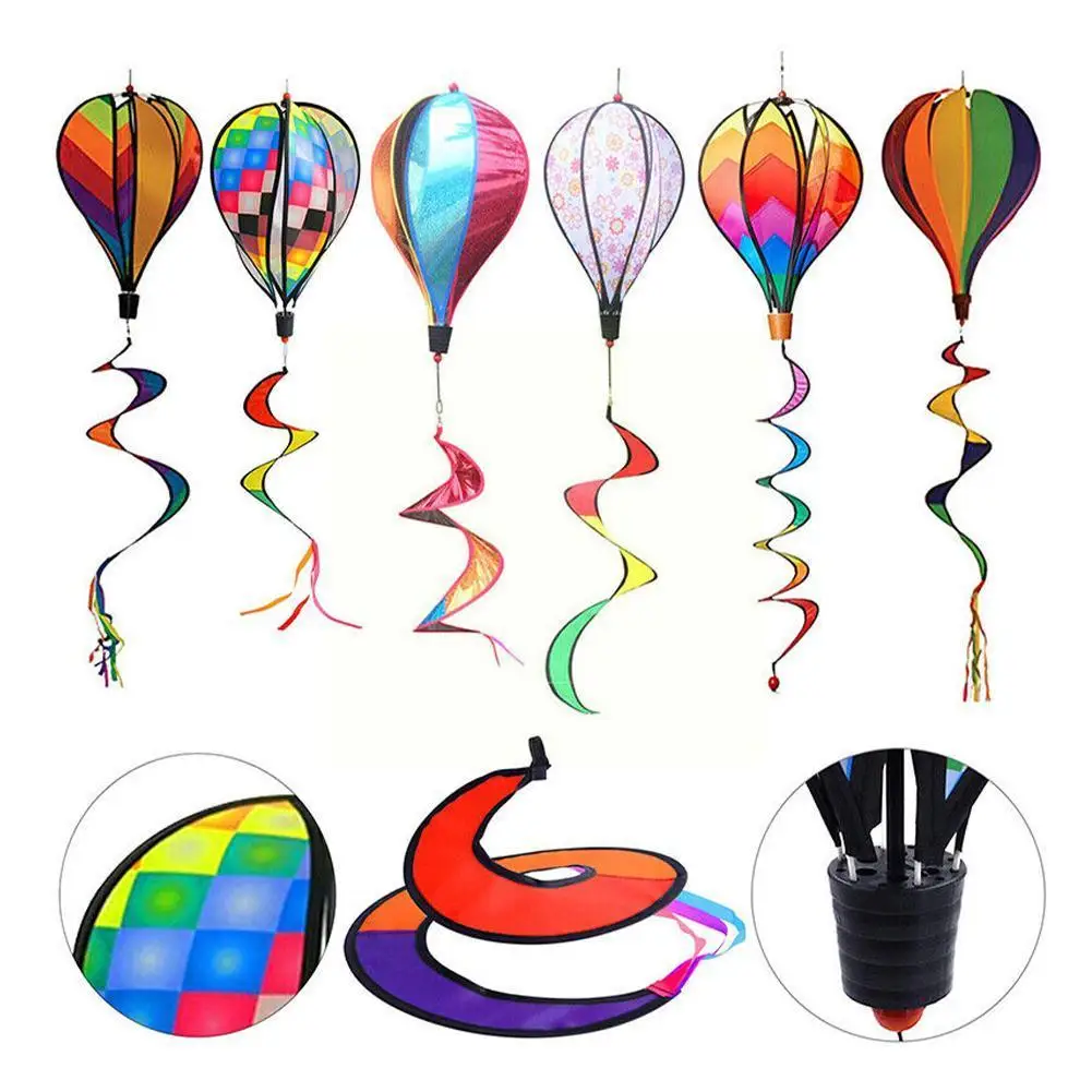 

Rainbow Hot-air Balloon Windmill Rotating Wind Strip Of Balloon Kindergarten Color Outdoor Building Film Hot-air Decoration T8y5