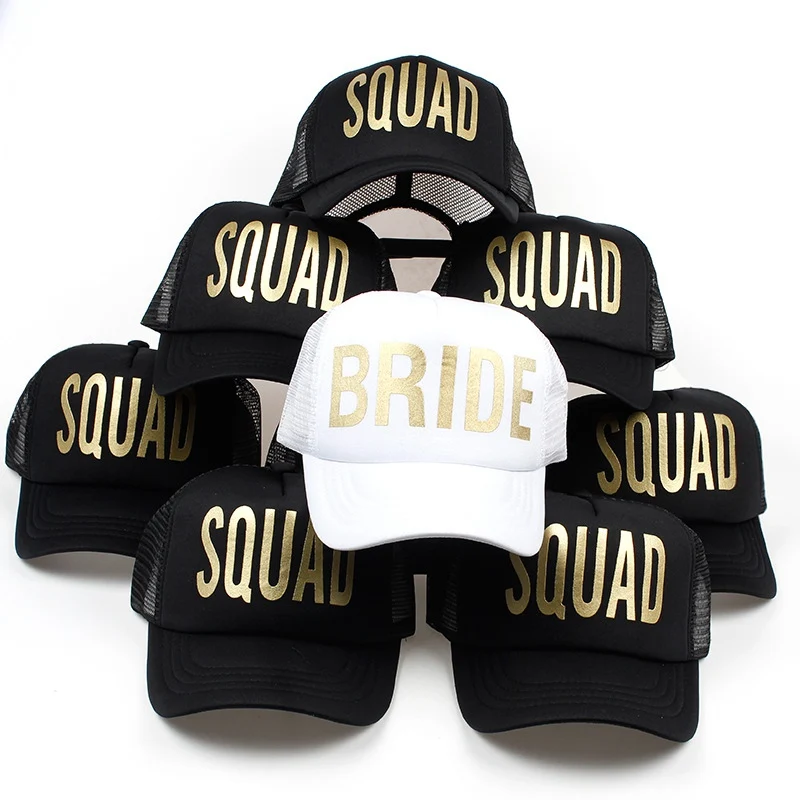 

Squad Bride Letter Printing Party Mesh Women Baseball Cap Spring Summer Shade Unisex Adjustable Trucker Cap Men Snapback