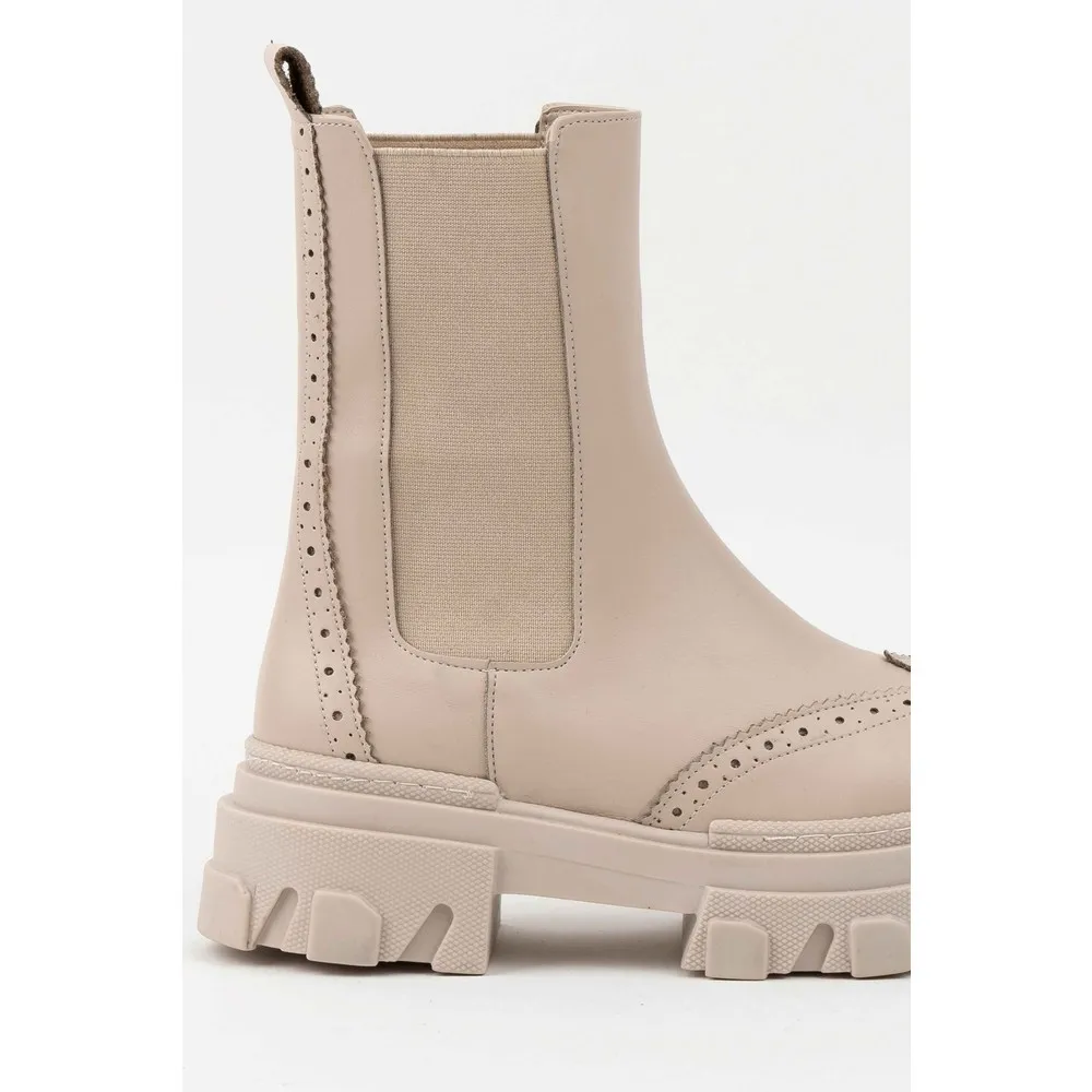 

Dorlie Мэгги, бежевые МАТОВЫЕ ПРОРЕЗИНЕННЫЕ женские сапоги на толстой подошве