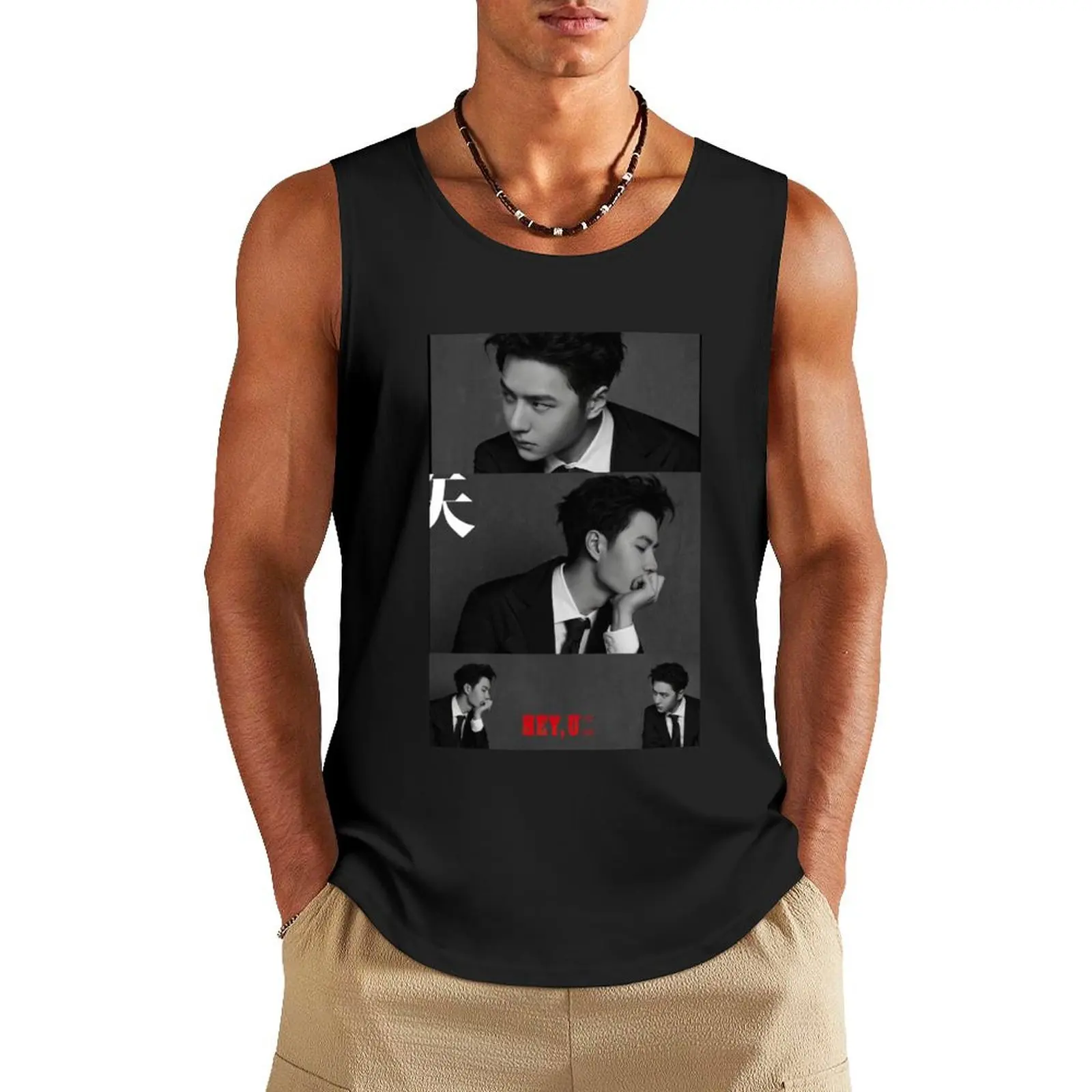 Wang Yibo Tank Top Мужская спортивная футболка летняя 2025г
