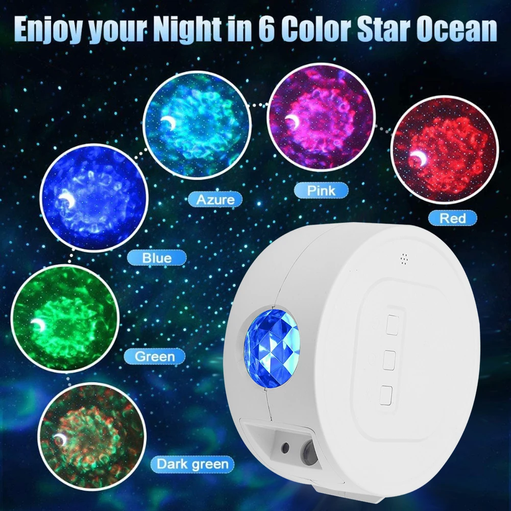 

Светодиодный проектор звездного неба, 6 цветов, USB, Bluetooth, с дистанционным управлением, для детской комнаты, спальни, ночник с Луной и звездами...