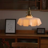 Nordic Glass Pendant Light  for Dining Room Decor Retro Chandelier Lighting Bedroom Bedside Hanging Lamp Table Basse de salon