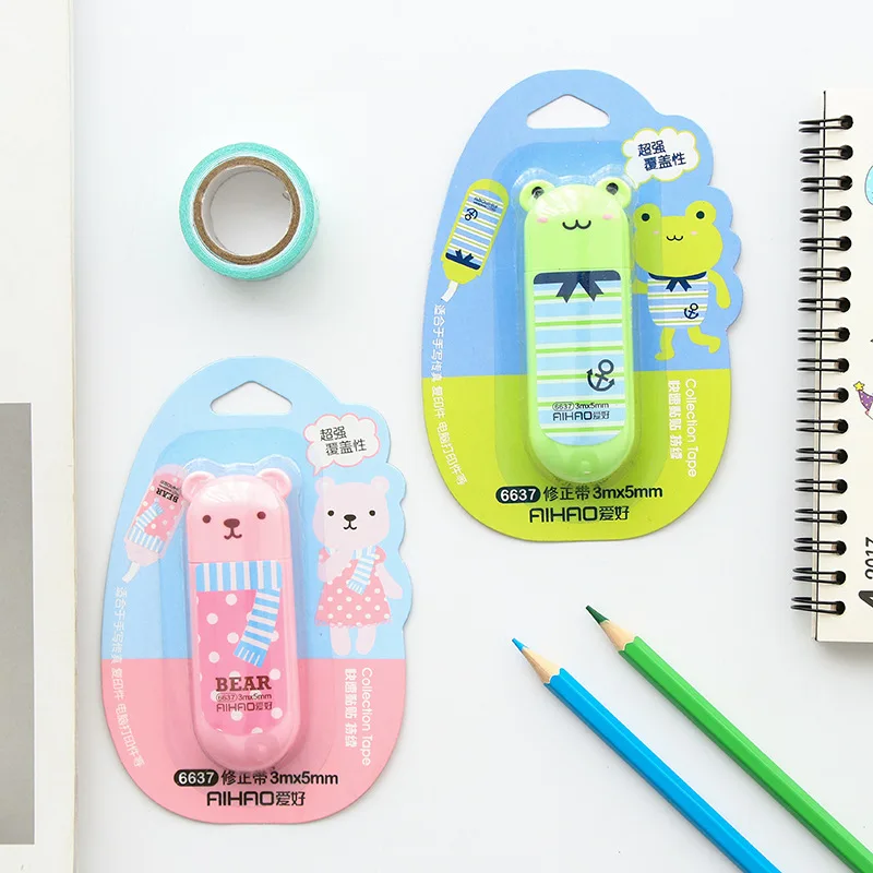 

4 Pcs/Lot Kawaii Animal Correction Tape Stationery Student White Out Altered Tape For School Stationery And Office Articles