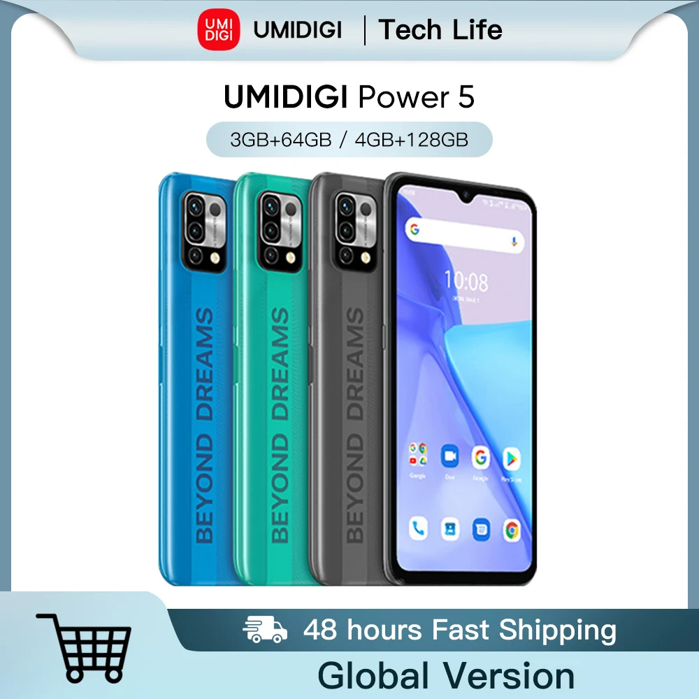 global version umidigi power 5 new 2022 smartphone 6 53 full screen android 11 helio g25 16mp ai triple camera 6150mah phone free global shipping