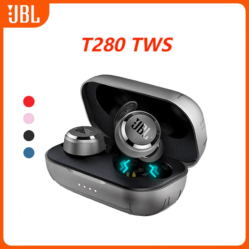 

100% original JBL T280 TWS Wireless Bluetooth Earphone Sports Earbuds Deep Bass Headphones Waterproof Headset with Charging Case