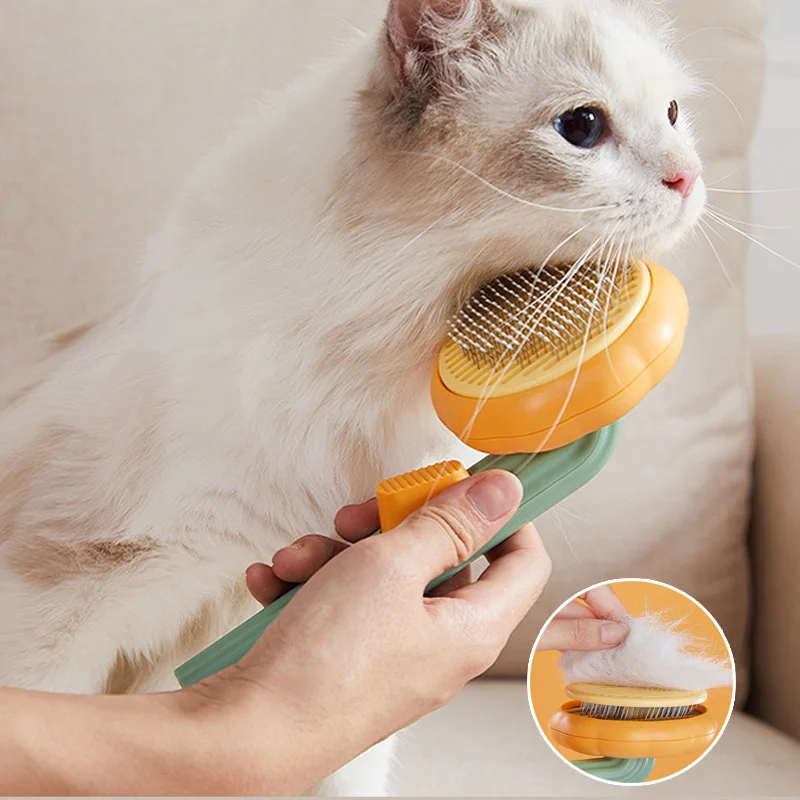 

Pet Pumpkin Comb Cat Dog Brush Removal Hair Self Cleaning Stainless Steel Combs for Cats Dogs Clean Brush Pet Grooming Supplies