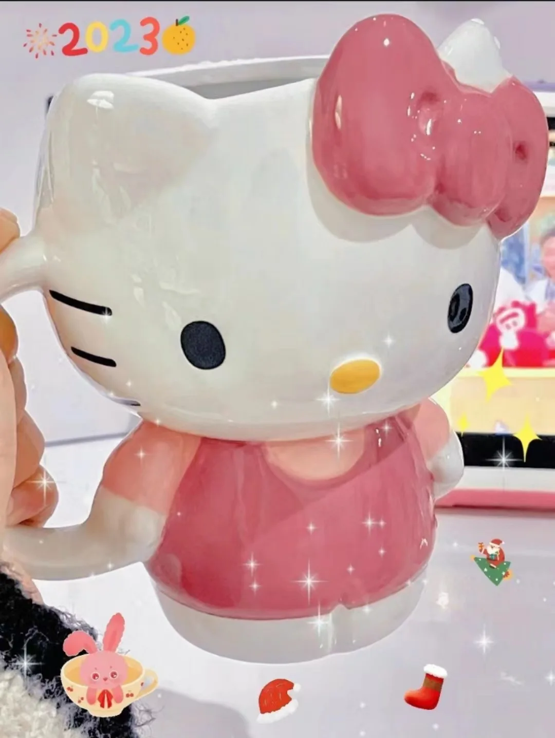 

400ml Hello Kitty Ceramics Mug Sanrio Kawaii Morning Tea Cup Cartoon High Capacity Coffee Tea Cups Girl Valentine Day Gift