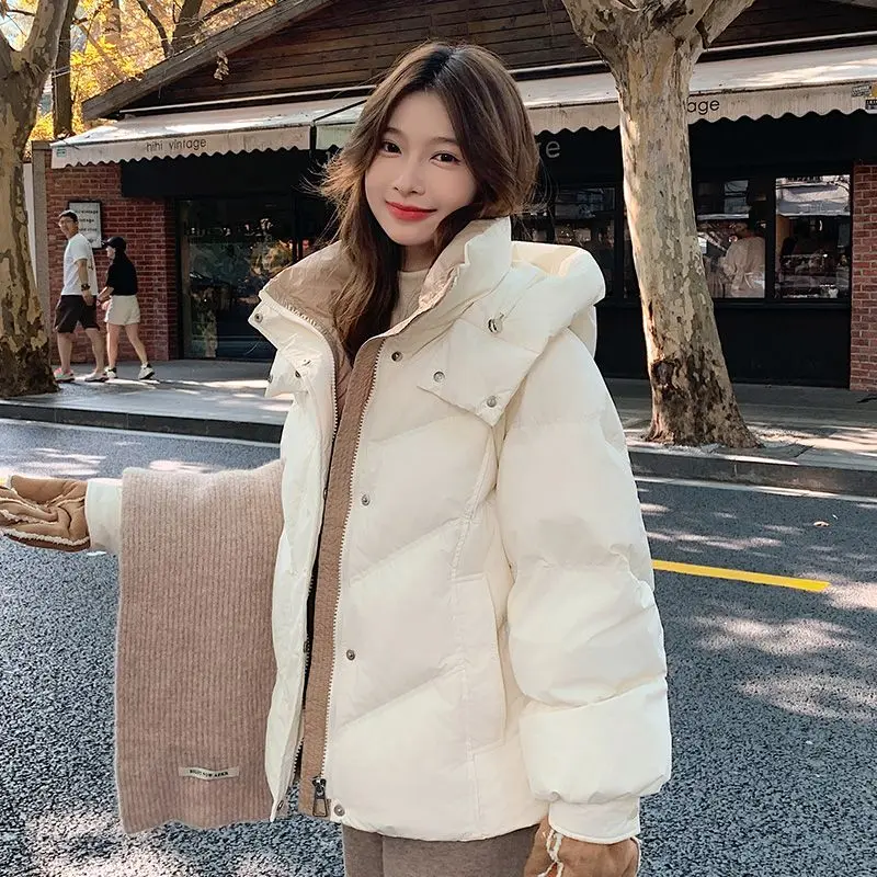 Down jacket Women Short 2024 New Winter Thick Loose Hood Small Fashion Sweet Student Outerwear