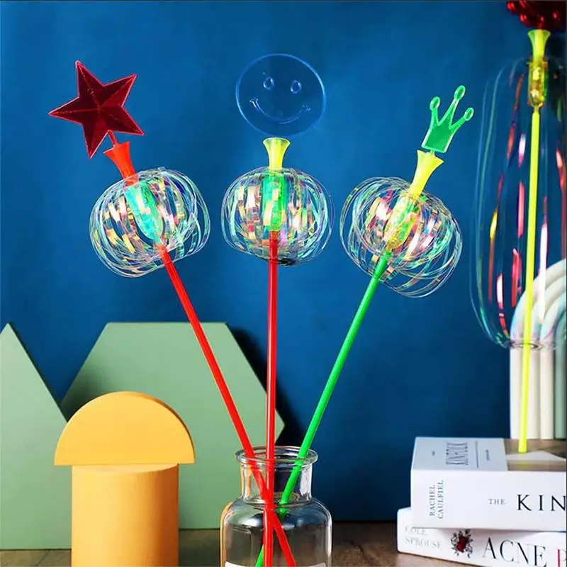 

Variety Magic Flashing Twisted Bubble Wand Light-up Spin Rainbow Eternal Bubble Toy For Kids Glow In The Dark Toys Dropshipping