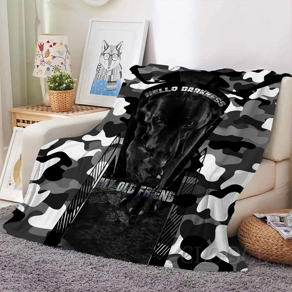 

CLOOCL Doberman Flannel Blankets Hello Darkness My Old Friend 3D Printed Throw Blanket for Sofa Office Nap Quilts Dropshipping