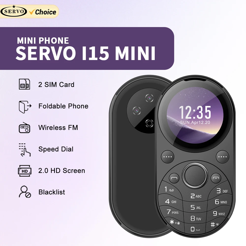 SERVO i15 Мини - круглый телефон Магический голосовой набор FM Radio 2 SIM 1.39 &quotОвальный Type