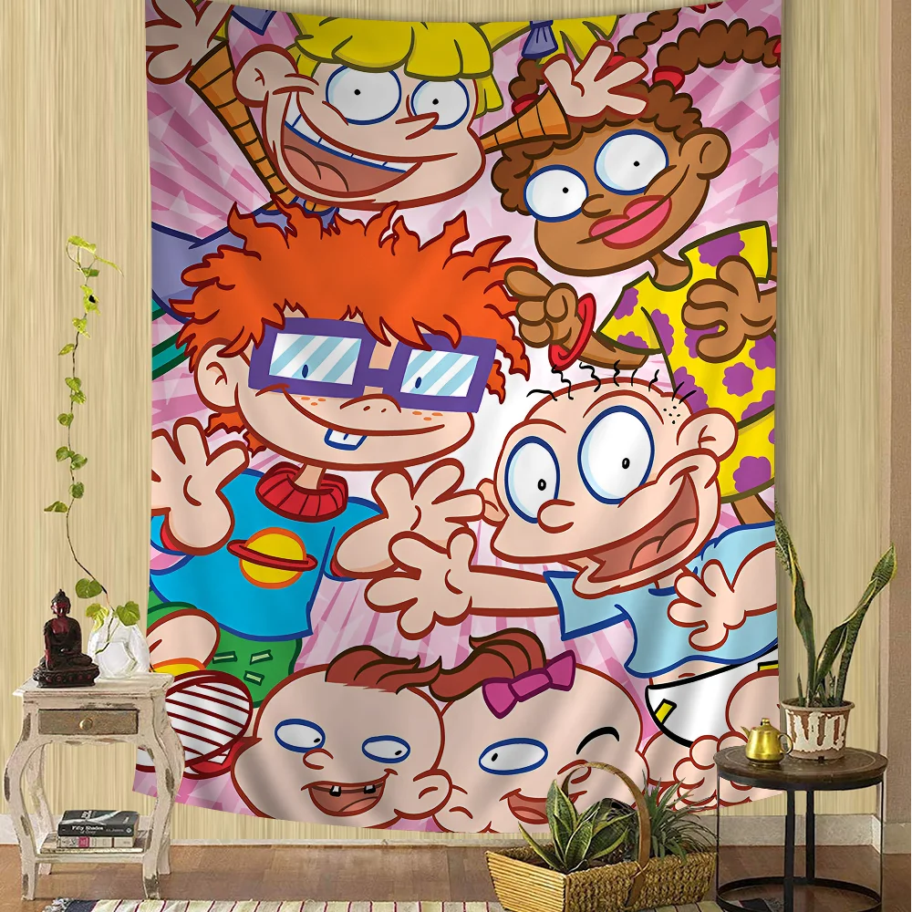 Cartoon-R-Rugrat-Anime Printed Large Wall Tapestry Hanging Decoration Household Decor Blanket