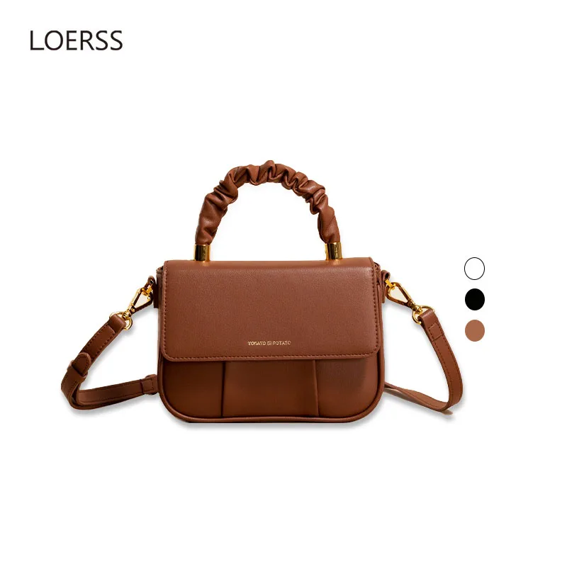Mini Genuine Leather Crossbody Bag Fashion Casual Handbag and Purse for Female Solid Color Zipper Pleated Bag Messenger Bag