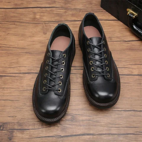 Мужские туфли ручной работы, короткие, дышащие, из воловьей кожи, повседневная обувь для работы