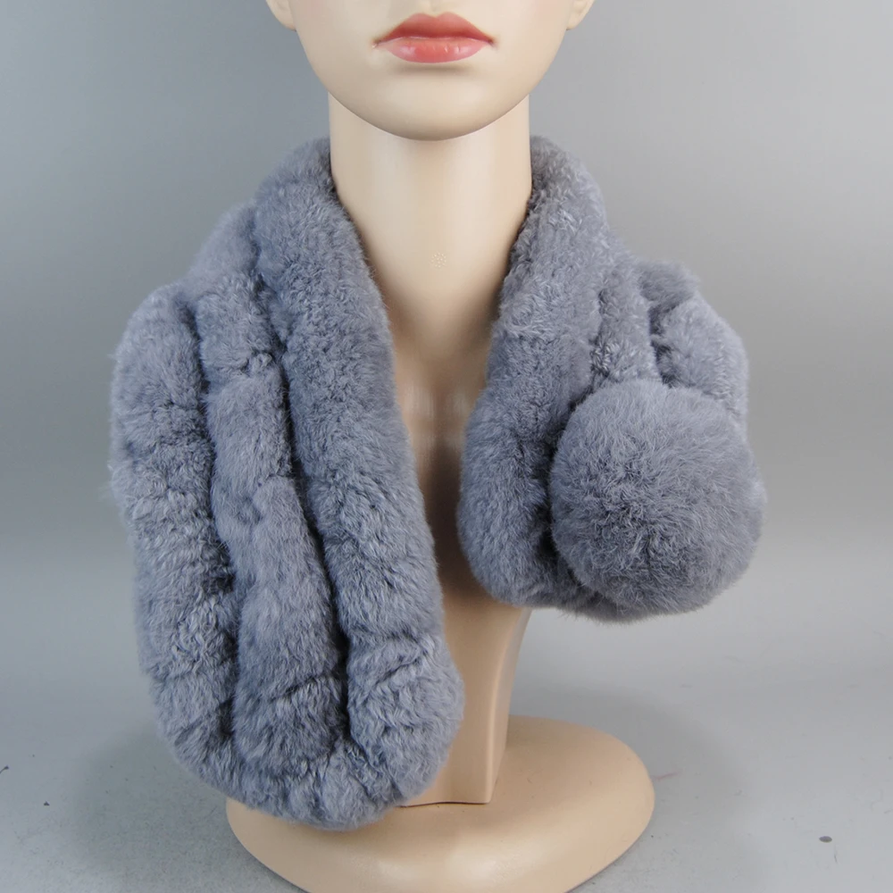 Новый зимний шарф с кольцом из натурального меха кролика рекс женские теплые