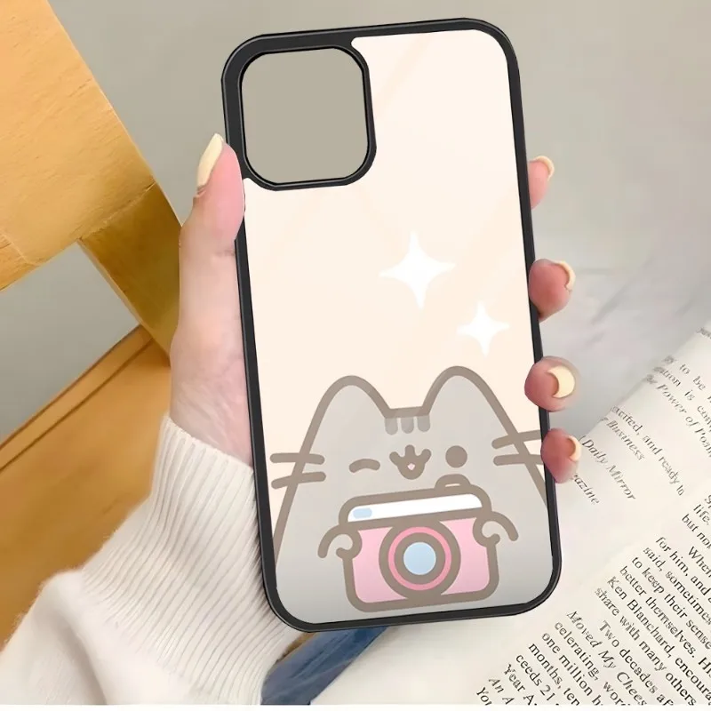 Милый мультяшный Кот P-Pusheens чехол для телефона ПК + ТПУ Samsung Galaxy S10 S30 S22 S20 S21 Plus Ultra Note