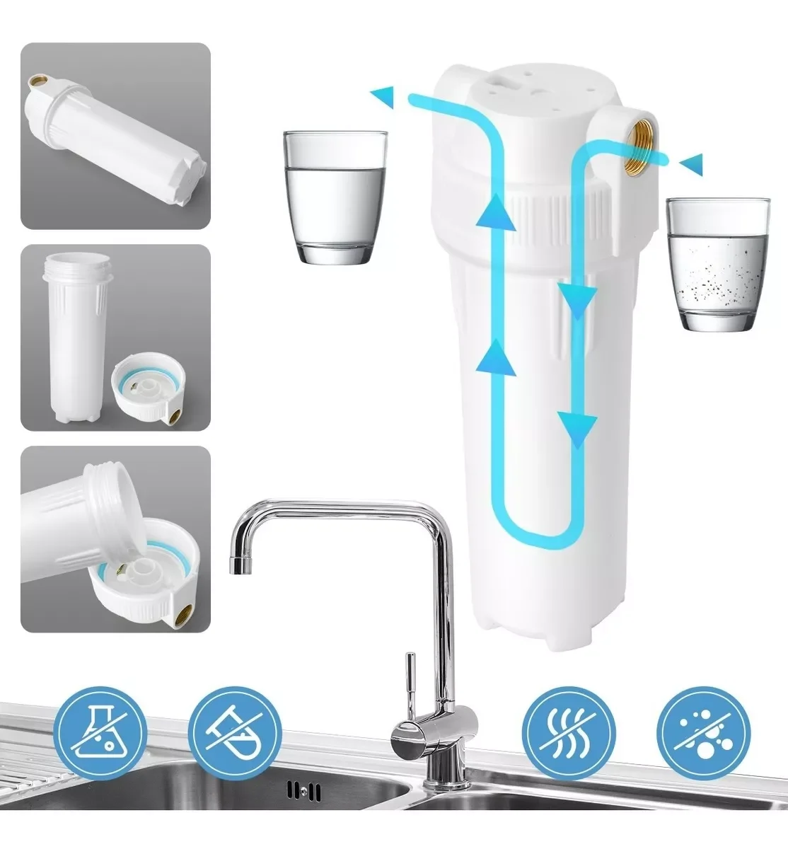 

Under Sink Water Filter System Ultra High Capacity Direct Connect Under Counter Drinking Water System 0.5 Micron Removes 99.99%