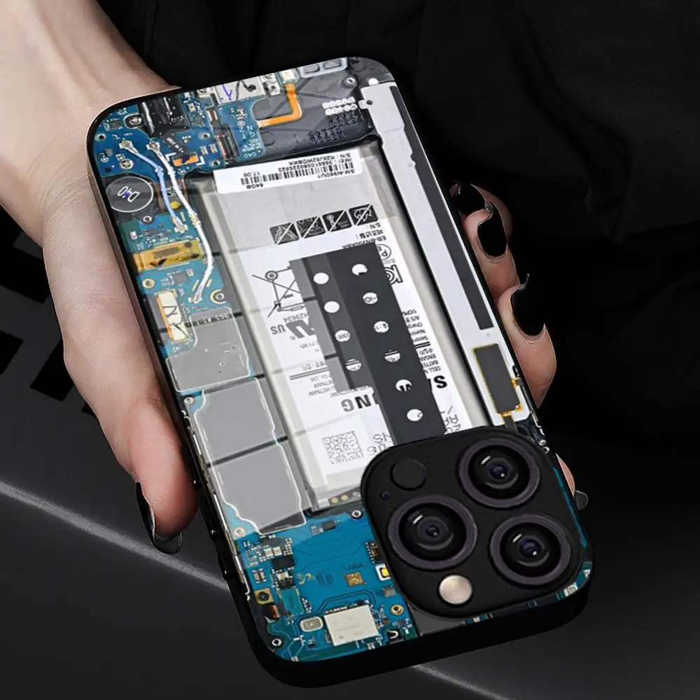 Circuit Board Phone Case NEW 2024 Tempered Glass For IPhone 16 15 Promax 14 13 Pro 12 11 plus Covers